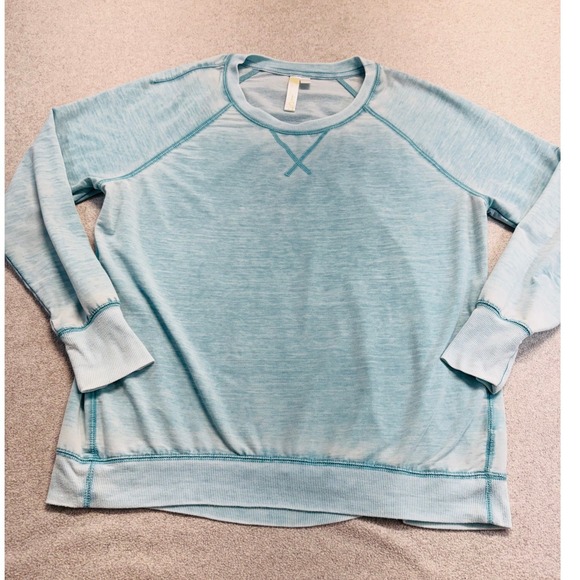 Green Tea Tops - Green Tea Aqua Blue Lightweight Sweatshirt Womens L Lounge Athleisure Pullover
